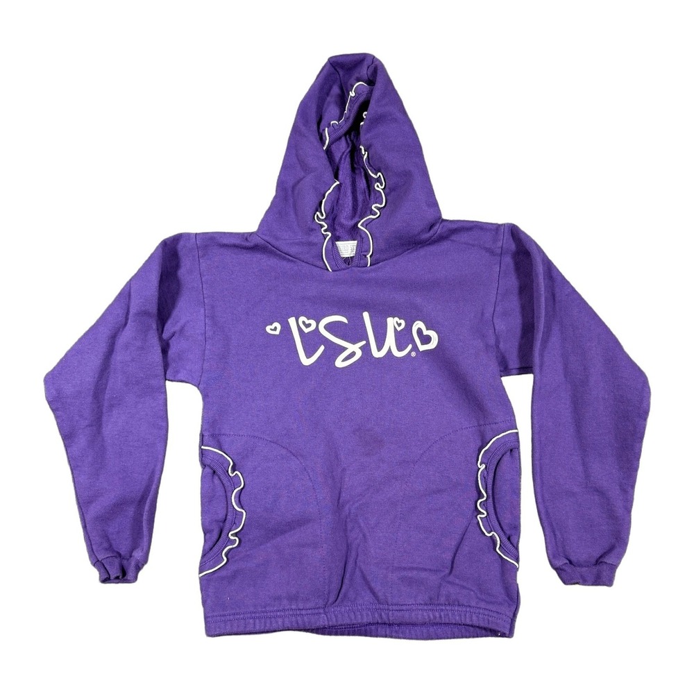 Third Street LSU Tigers Purple Ruffle Hoodie Pullover Girls Youth USA Made